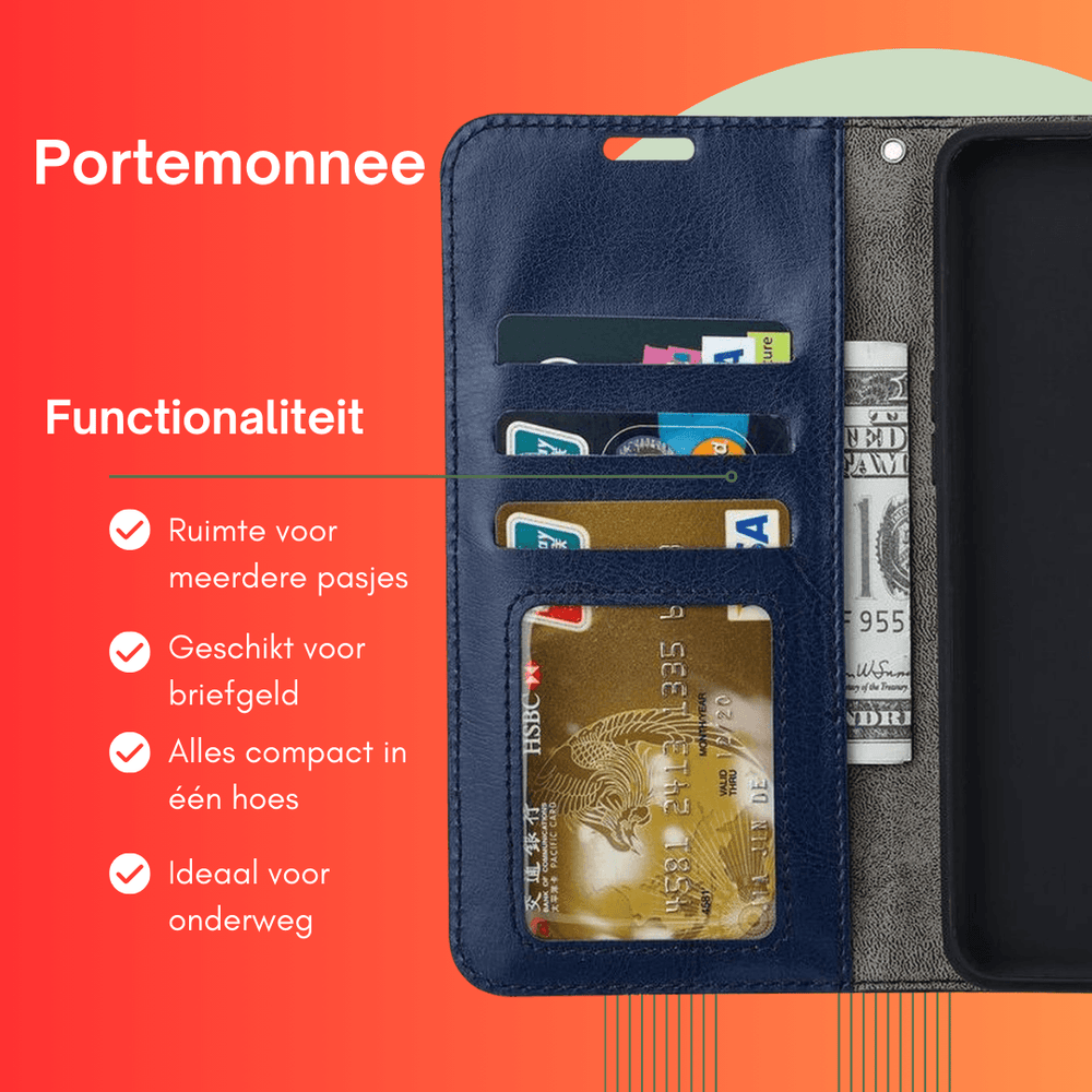 Hoesjes – Bookcase Portemonnee – Magneetsluiting – Inclusief Screenprotector – Blauw-Ilumina Benelux