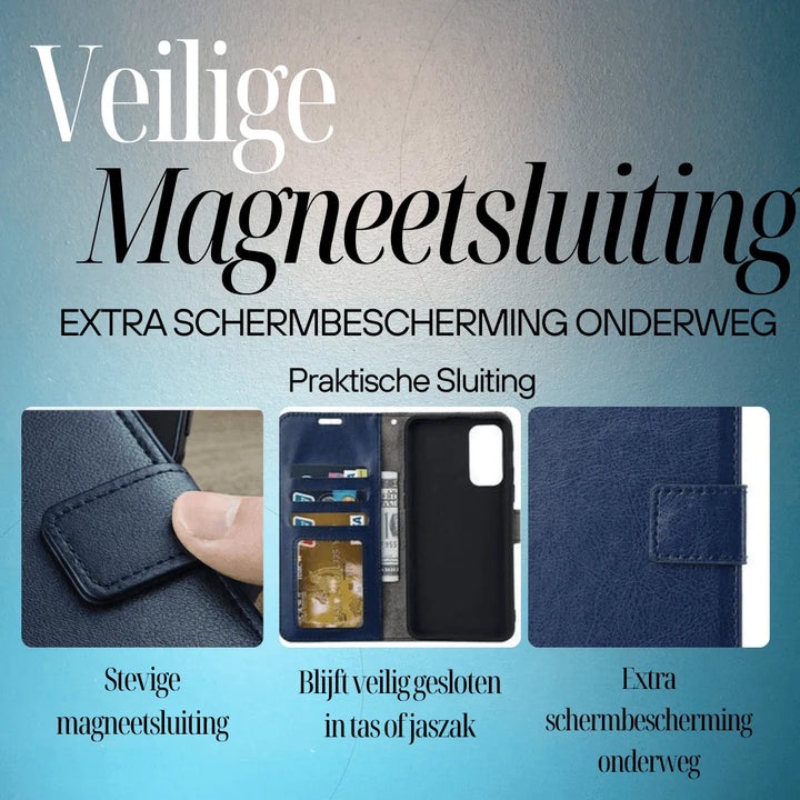 Hoesjes – Bookcase Portemonnee – Magneetsluiting – Inclusief Screenprotector – Blauw-Ilumina Benelux