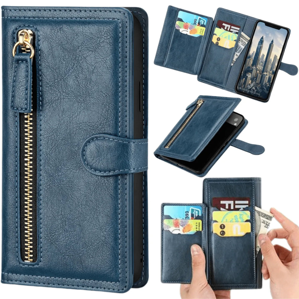 Hoesjes – Vintage Portemonnee Hoes – Pasjeshouder – Magneetsluiting – Blauw-Ilumina Benelux