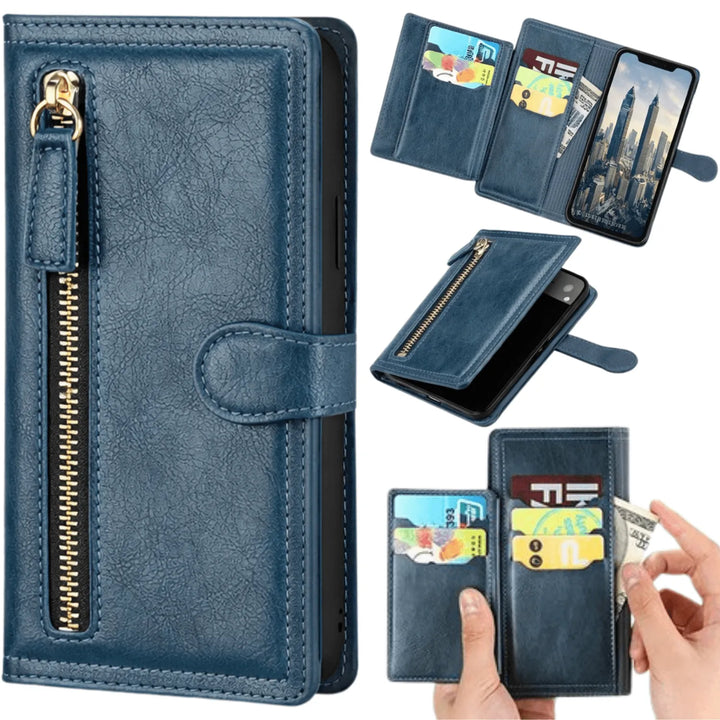 Hoesjes – Vintage Portemonnee Hoes – Pasjeshouder – Magneetsluiting – Blauw-Ilumina Benelux
