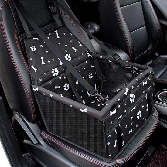 Hondenstoel auto – Luxe autostoel hond – Veiligheidsgordel bevestiging – Verhoogd zitje – Zwart-Autostoel voor dieren-Ilumina Benelux