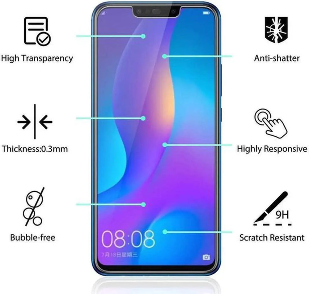 Huawei P Smart Plus 2018 Screenprotector Gehard 9H – Anti Kras – Tempered Glas – 1-Pack-Ilumina Benelux