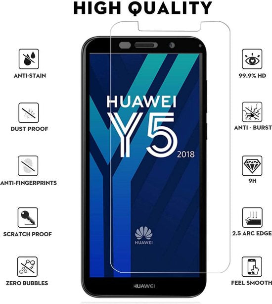 Huawei Y5 2018 Screenprotector Gehard 9H – Anti-kras – Tempered Glas – 1-Pack-Ilumina Benelux