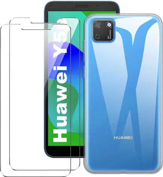 Huawei Y5P Hoesjes – Transparante Siliconen Backcover – Inclusief 2x Screenprotector – Anti-kras-Ilumina Benelux