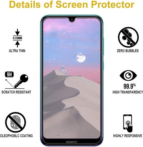 Huawei Y7 2019 Screenprotector Gehard 9H – Anti-kras – Tempered Glas (1-Pack)-Ilumina Benelux
