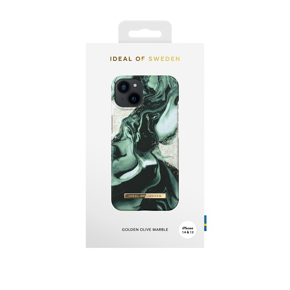 Ideal of Sweden iPhone 15 & 14 & 13 Backcover hoesje Golden Olive Marble -Fashion Case - Olijfgroen-Hoesjes-Ilumina Benelux