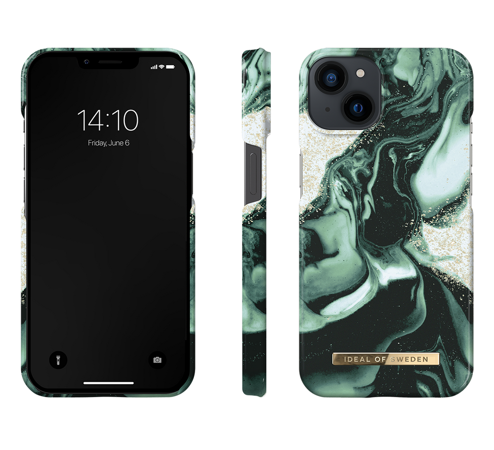 Ideal of Sweden iPhone 15 & 14 & 13 Backcover hoesje Golden Olive Marble -Fashion Case - Olijfgroen-Hoesjes-Ilumina Benelux
