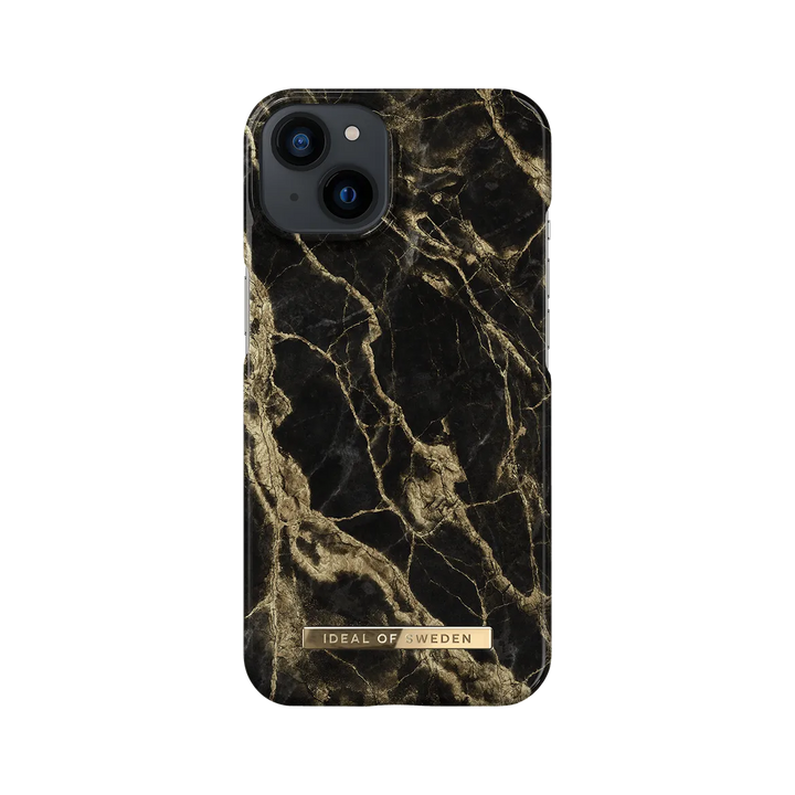 Ideal of Sweden iPhone 15 & 14 & 13 Backcover hoesje Golden Smoke Marble - Fashion Case - Zwart-Hoesjes-Ilumina Benelux