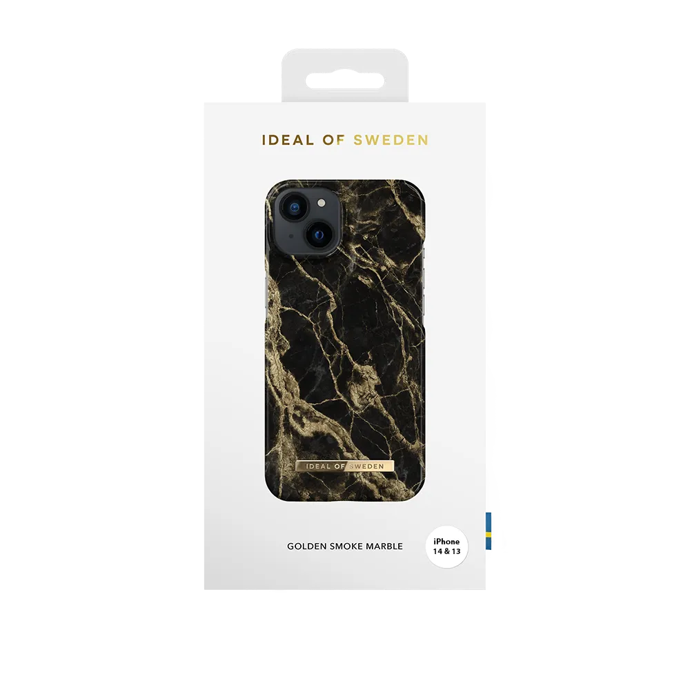Ideal of Sweden iPhone 15 & 14 & 13 Backcover hoesje Golden Smoke Marble - Fashion Case - Zwart-Hoesjes-Ilumina Benelux