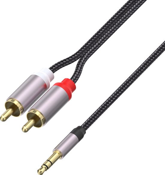 Jack naar tulp kabel – 3,5mm naar 2x RCA male – Stereo audio – Gold plated – Universeel-Ilumina Benelux