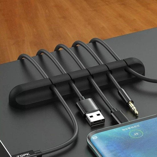 Kabel organiser – Zelfklevende kabelclips voor 5 kabels – Kabelmanagement voor kantoor, pc, auto & tv – Zwart-Kabel Organizer-Ilumina Benelux
