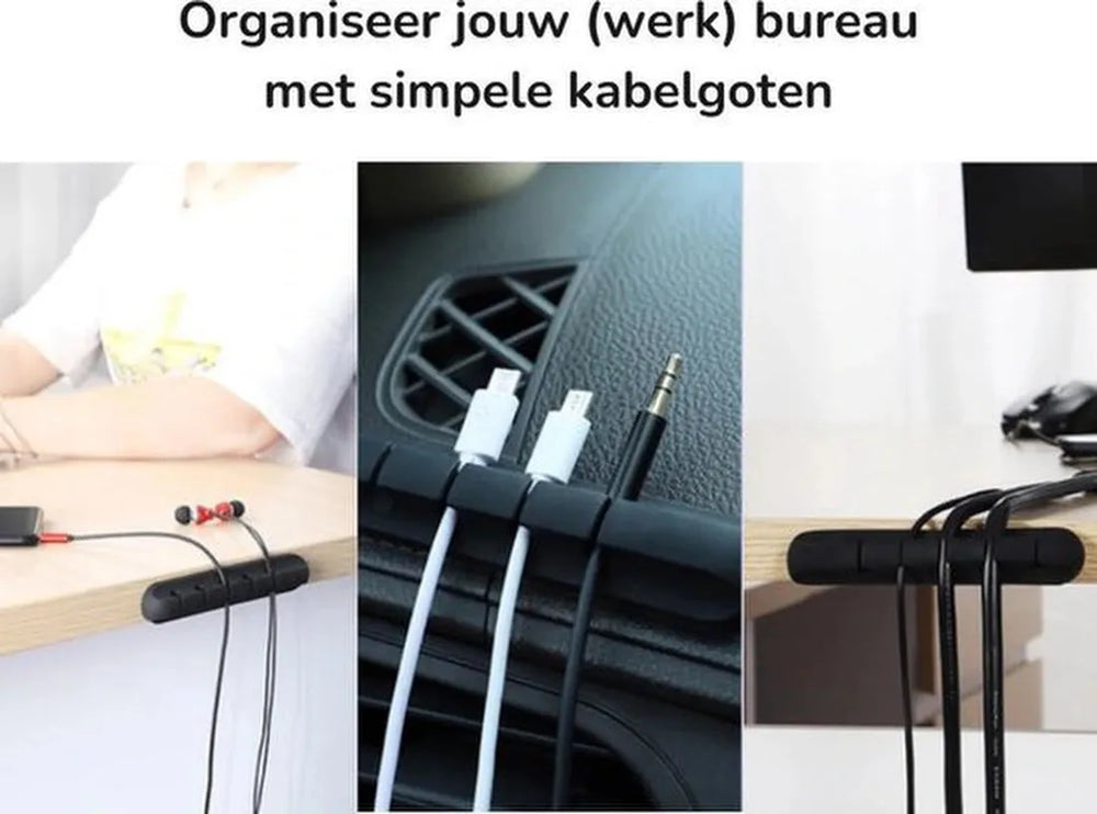 Kabel organiser – Zelfklevende kabelclips voor 5 kabels – Kabelmanagement voor kantoor, pc, auto & tv – Zwart-Kabel Organizer-Ilumina Benelux