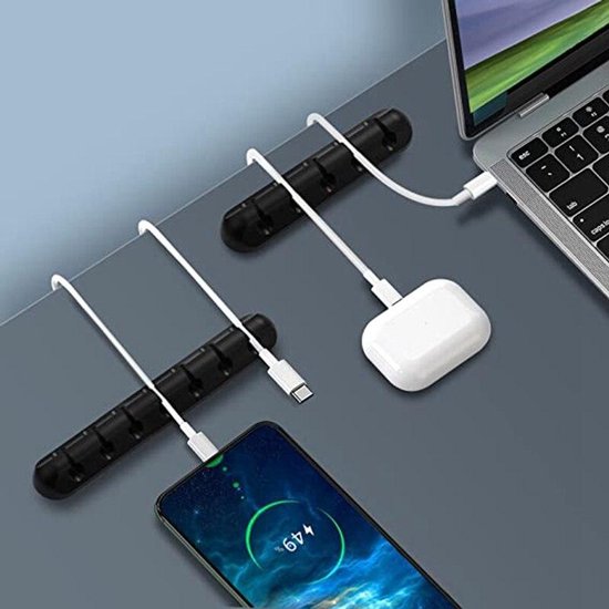 Kabel organiser – Zelfklevende kabelclips voor 5 kabels – Kabelmanagement voor kantoor, pc, auto & tv – Zwart-Kabel Organizer-Ilumina Benelux