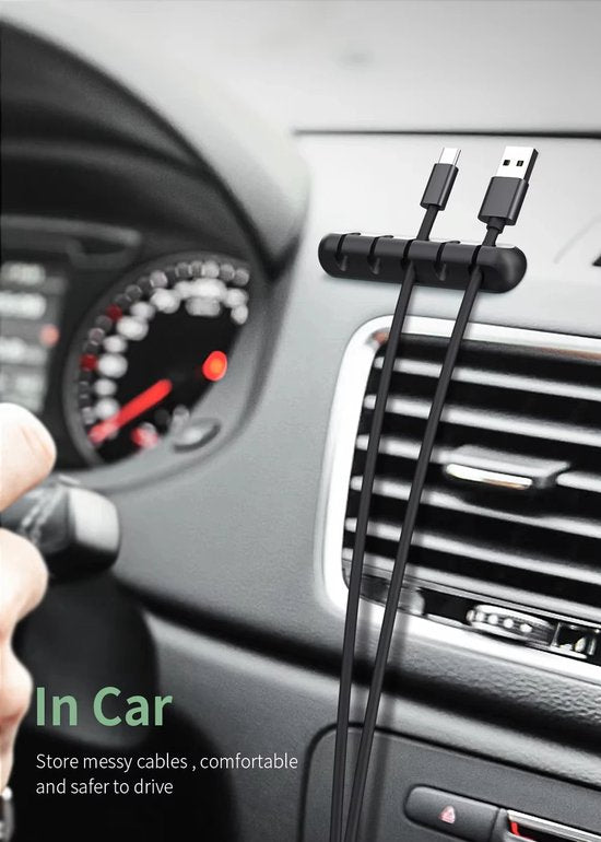 Kabel organiser – Zelfklevende kabelclips voor 5 kabels – Kabelmanagement voor kantoor, pc, auto & tv – Zwart-Kabel Organizer-Ilumina Benelux