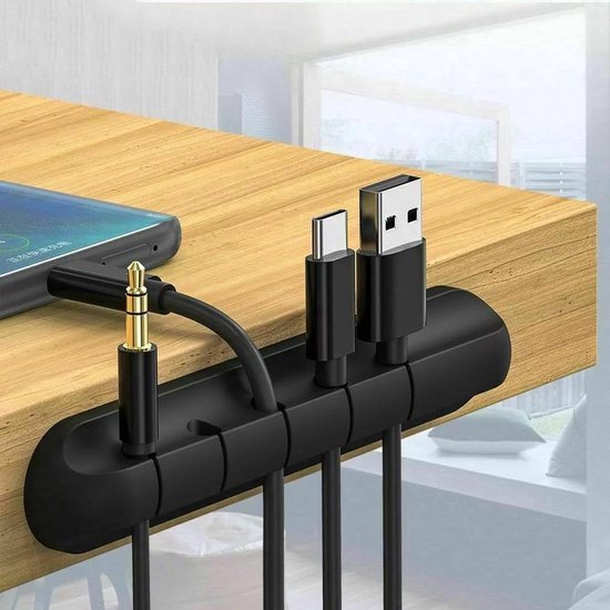 Kabel organiser – Zelfklevende kabelclips voor 5 kabels – Kabelmanagement voor kantoor, pc, auto & tv – Zwart-Kabel Organizer-Ilumina Benelux