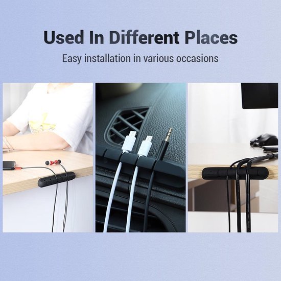 Kabel organizer – Siliconen kabelclips – Zelfklevend – Voor bureau & auto – Zwart-Kabel Organizer-Ilumina Benelux