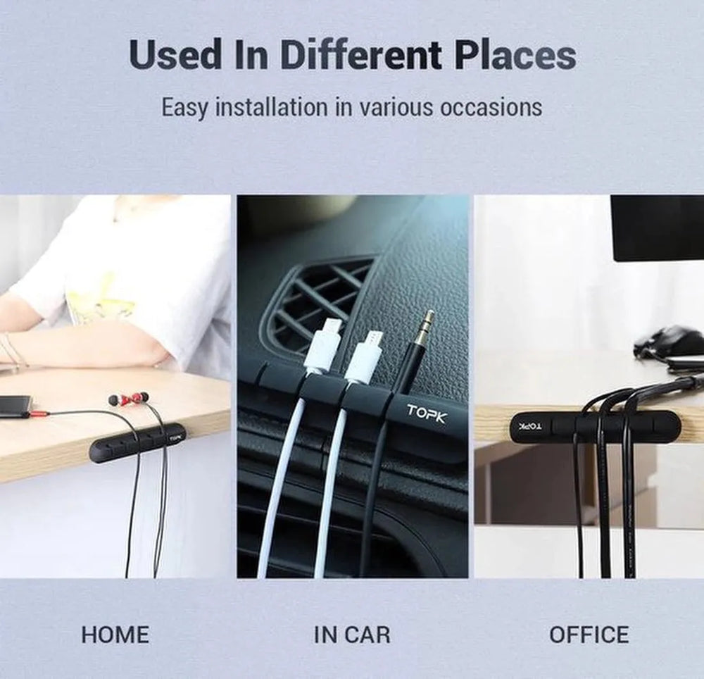 Kabelhouder – Kabelclip voor 5 kabels – Bureau kabelorganizer – 2 Stuks – Zwart – TOPK-Kabel Organizer-Ilumina Benelux