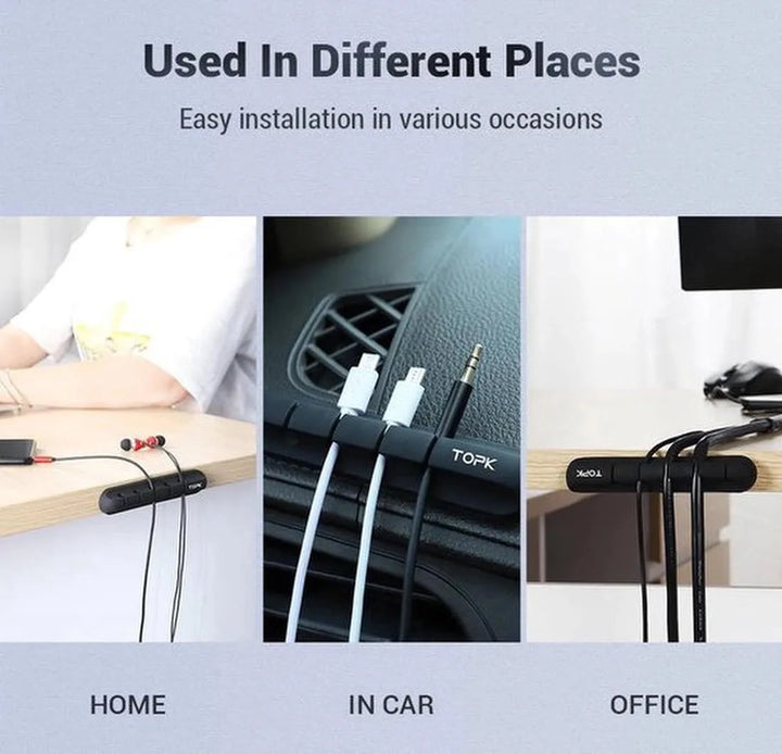 Kabelhouder – Kabelclip voor 5 kabels – Bureau kabelorganizer – 2 Stuks – Zwart – TOPK-Kabel Organizer-Ilumina Benelux