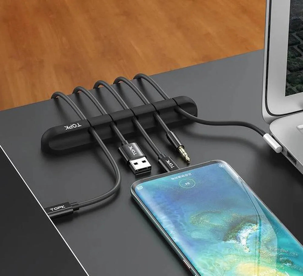 Kabelhouder – Kabelclip voor 5 kabels – Bureau kabelorganizer – 2 Stuks – Zwart – TOPK-Kabel Organizer-Ilumina Benelux