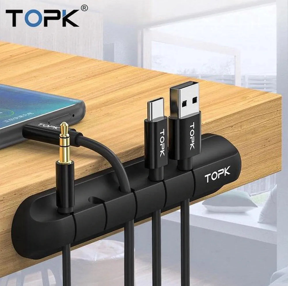 Kabelhouder – Kabelclip voor 5 kabels – Bureau kabelorganizer – 2 Stuks – Zwart – TOPK-Kabel Organizer-Ilumina Benelux