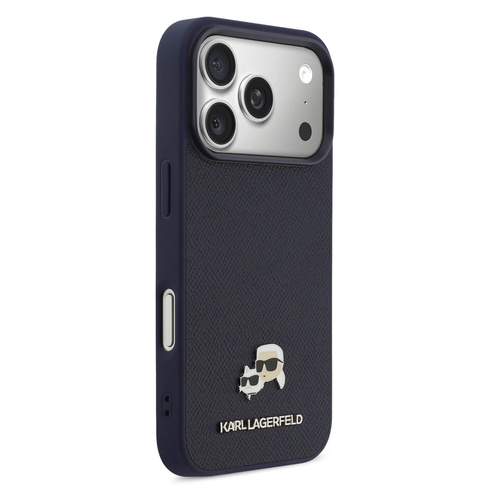 Karl Lagerfeld iPhone 17 Pro Backcover hoesje - MagSafe - Saffiano Leather - K&C Head Logo - Navy-Hoesjes-Ilumina Benelux