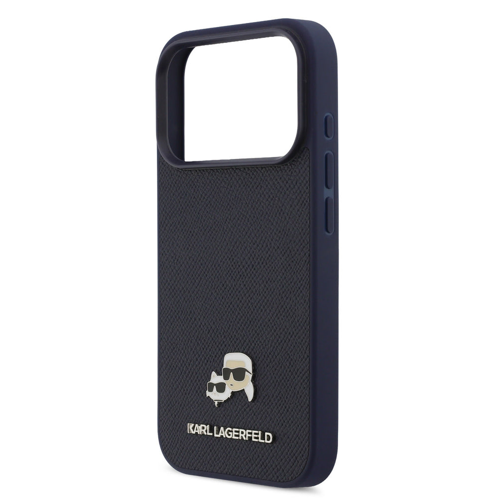 Karl Lagerfeld iPhone 17 Pro Backcover hoesje - MagSafe - Saffiano Leather - K&C Head Logo - Navy-Hoesjes-Ilumina Benelux