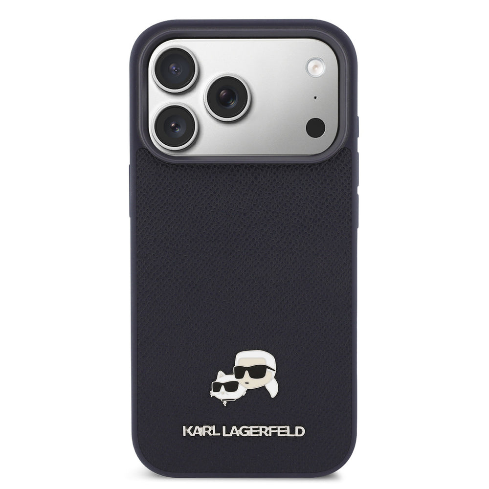 Karl Lagerfeld iPhone 17 Pro Max Backcover hoesje - MagSafe - Saffiano Leather - K&C Head Logo - Navy-Hoesjes-Ilumina Benelux