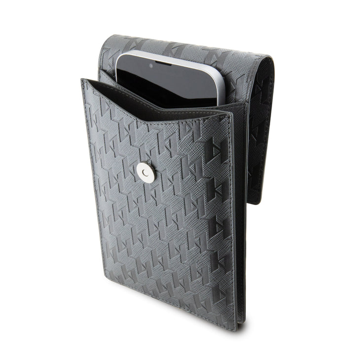 Karl Lagerfeld 7 inch phone pouch Saffiano mono ikonik - Zilver-Hoesjes-Ilumina Benelux