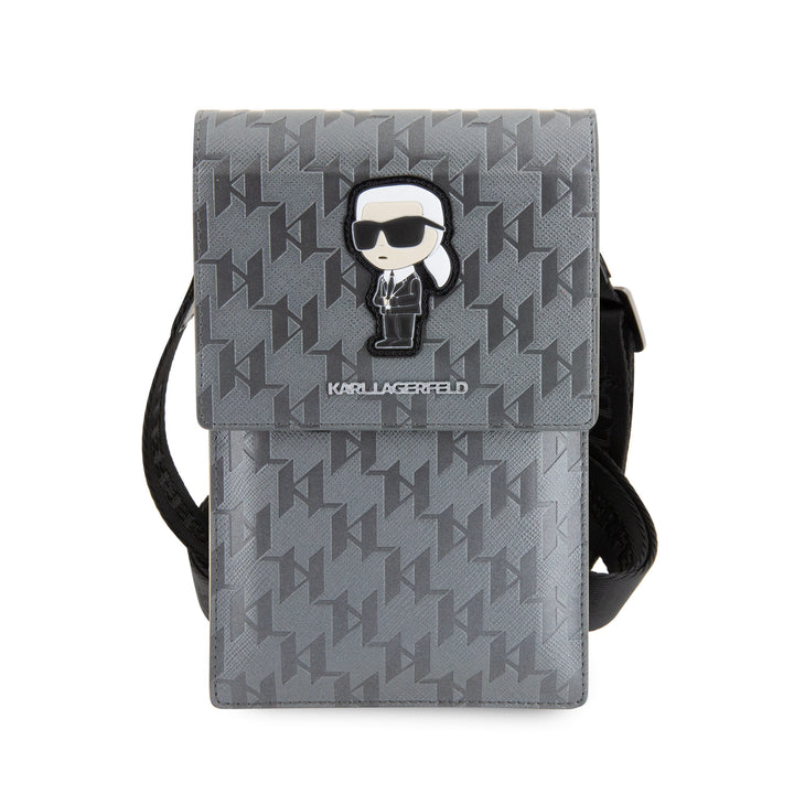 Karl Lagerfeld 7 inch phone pouch Saffiano mono ikonik - Zilver-Hoesjes-Ilumina Benelux