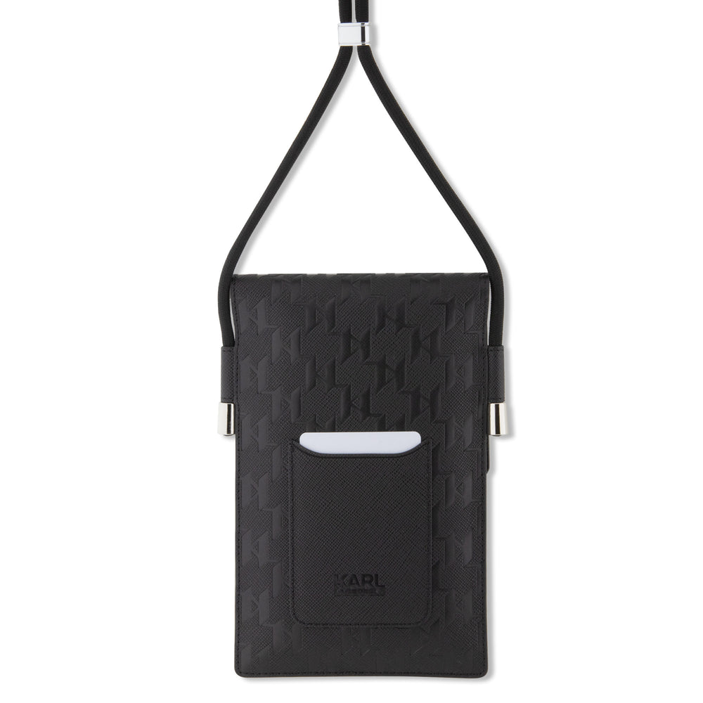 Karl Lagerfeld 7 inch phone pouch Saffiano mono plaque - Zwart-Hoesjes-Ilumina Benelux