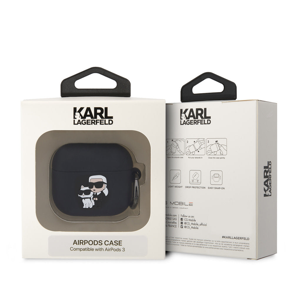 Karl Lagerfeld AirPod 3 AirPods Case 3D sil NFT - Zwart-Koptelefoon case-Ilumina Benelux