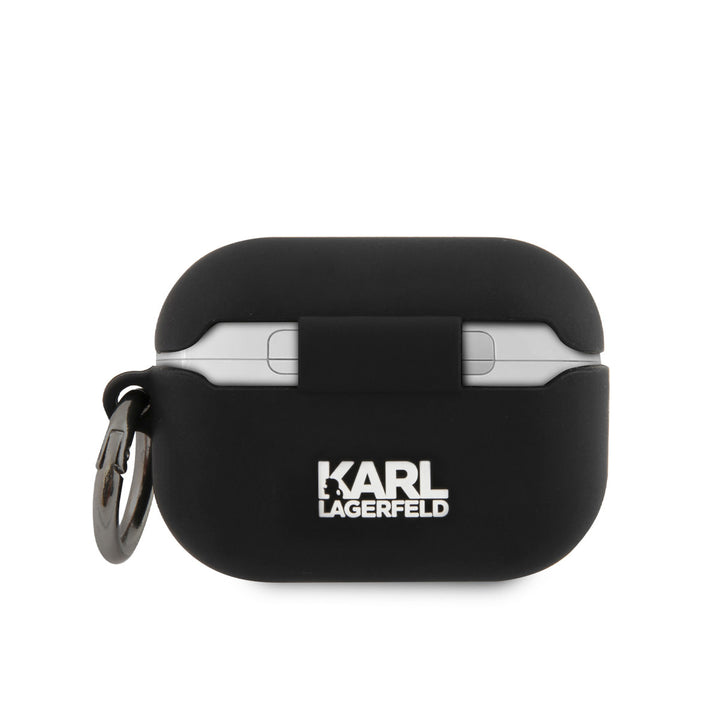 Karl Lagerfeld AirPods Pro & Pro 2 Case- Silicone - White RSG Logo - Zwart-Koptelefoon case-Ilumina Benelux