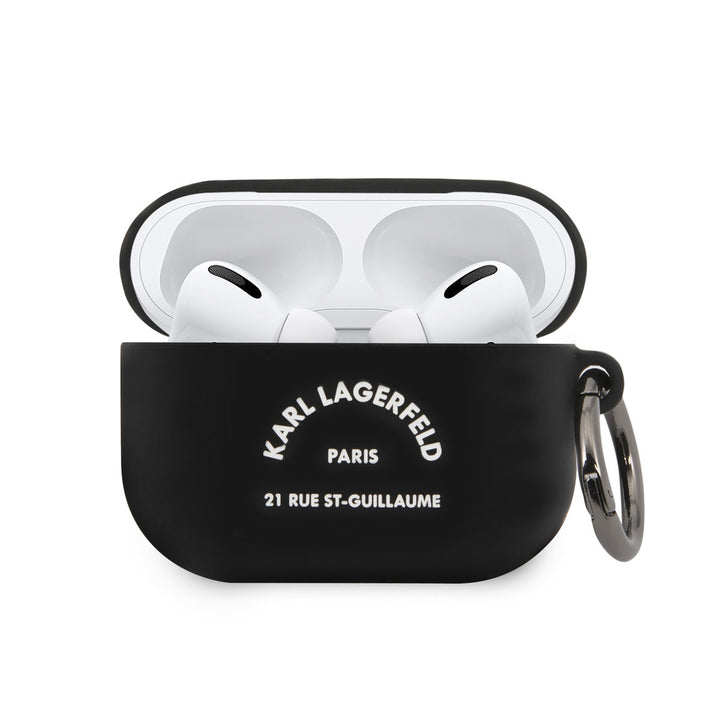 Karl Lagerfeld AirPods Pro & Pro 2 Case- Silicone - White RSG Logo - Zwart-Koptelefoon case-Ilumina Benelux