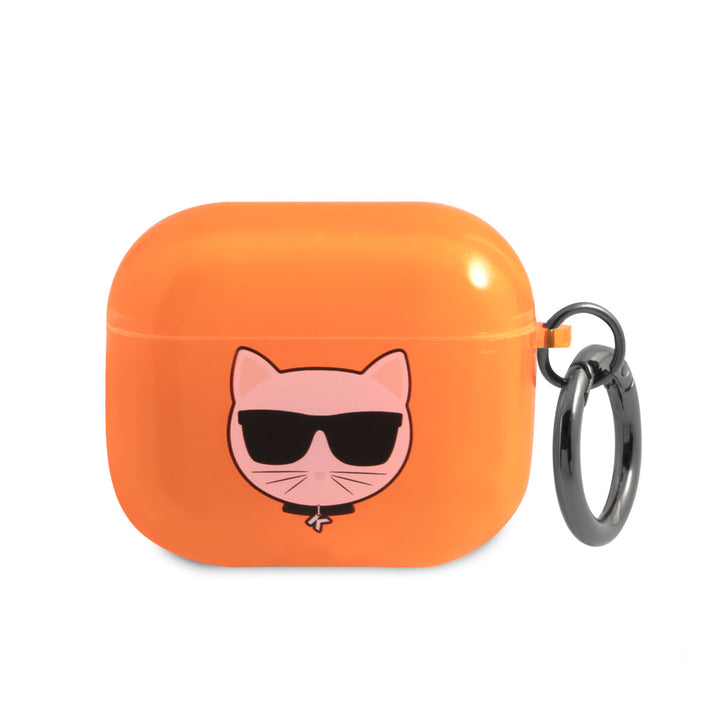 Karl Lagerfeld Airpods 3 Case - Fluorescent - Choupette - Oranje-Koptelefoon case-Ilumina Benelux