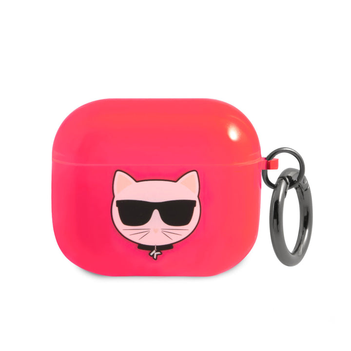 Karl Lagerfeld Airpods 3 Case - Fluorescent - Choupette - Roze-Koptelefoon case-Ilumina Benelux