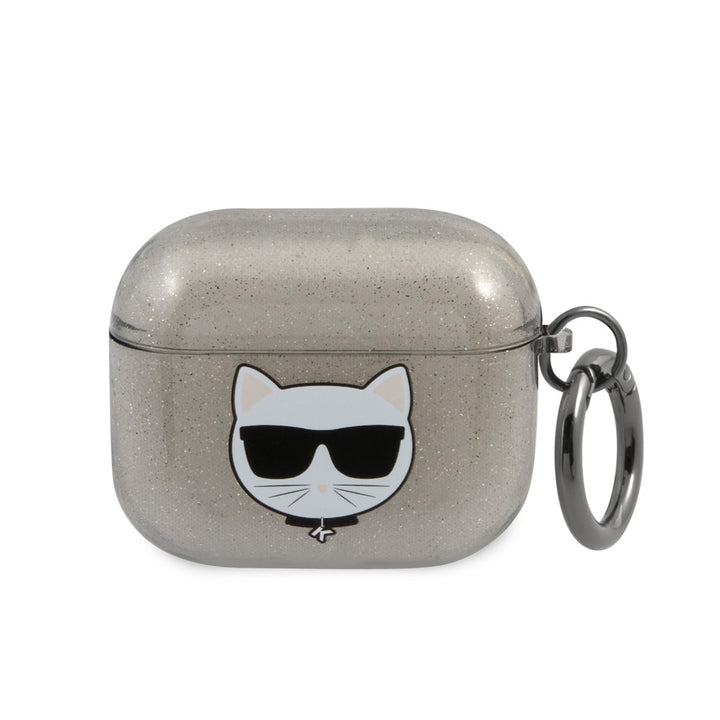 Karl Lagerfeld Airpods 3 Case - Glitter - Choupette - Zwart-Koptelefoon case-Ilumina Benelux