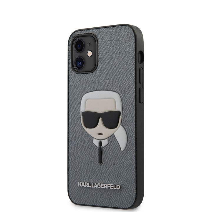 Karl Lagerfeld Apple iPhone 12 Mini Backcover hoesje Zilver - Saffiano-Hoesjes-Ilumina Benelux