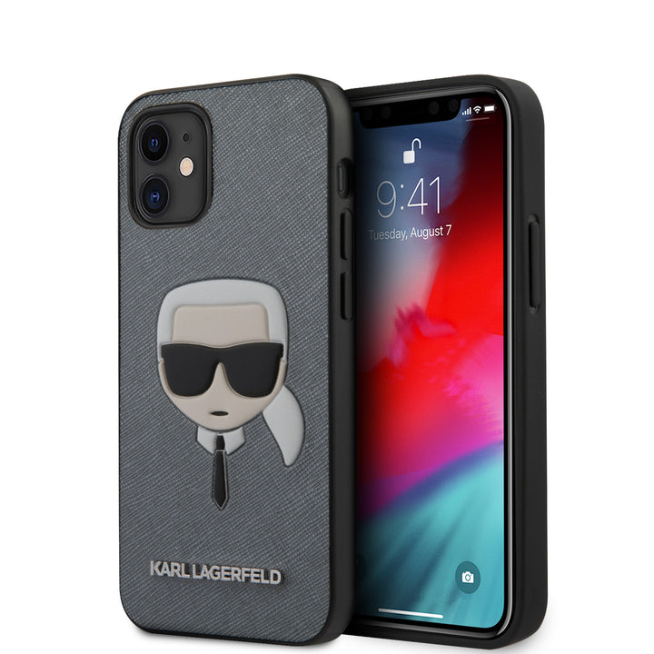 Karl Lagerfeld Apple iPhone 12 Mini Backcover hoesje Zilver - Saffiano-Hoesjes-Ilumina Benelux