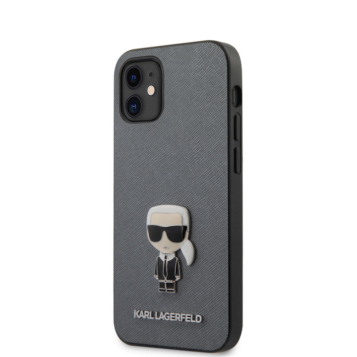 Karl Lagerfeld Apple iPhone 12 Mini Zilver Backcover hoesje - Saffiano-Hoesjes-Ilumina Benelux