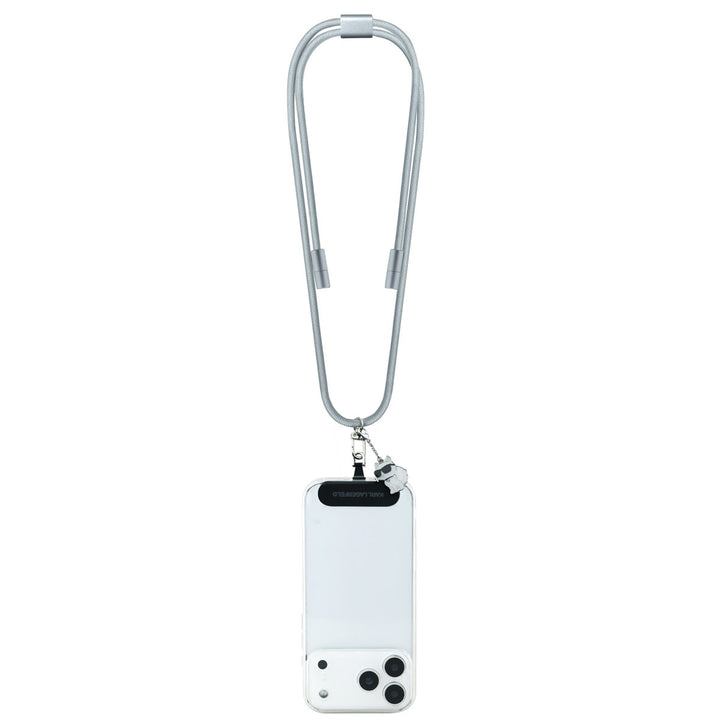 Karl Lagerfeld Crossbody Cord with Charging Cable and Tether Patch - USB-C to USB-C - Choupette Charm - Grijs-Telefoonkoord-Ilumina Benelux