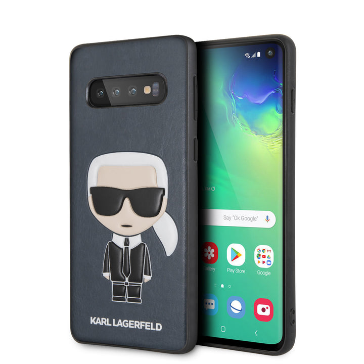 Karl Lagerfeld Galaxy S10 Backcover hoesje - Embossed Ikonik Karl - Navy-Hoesjes-Ilumina Benelux