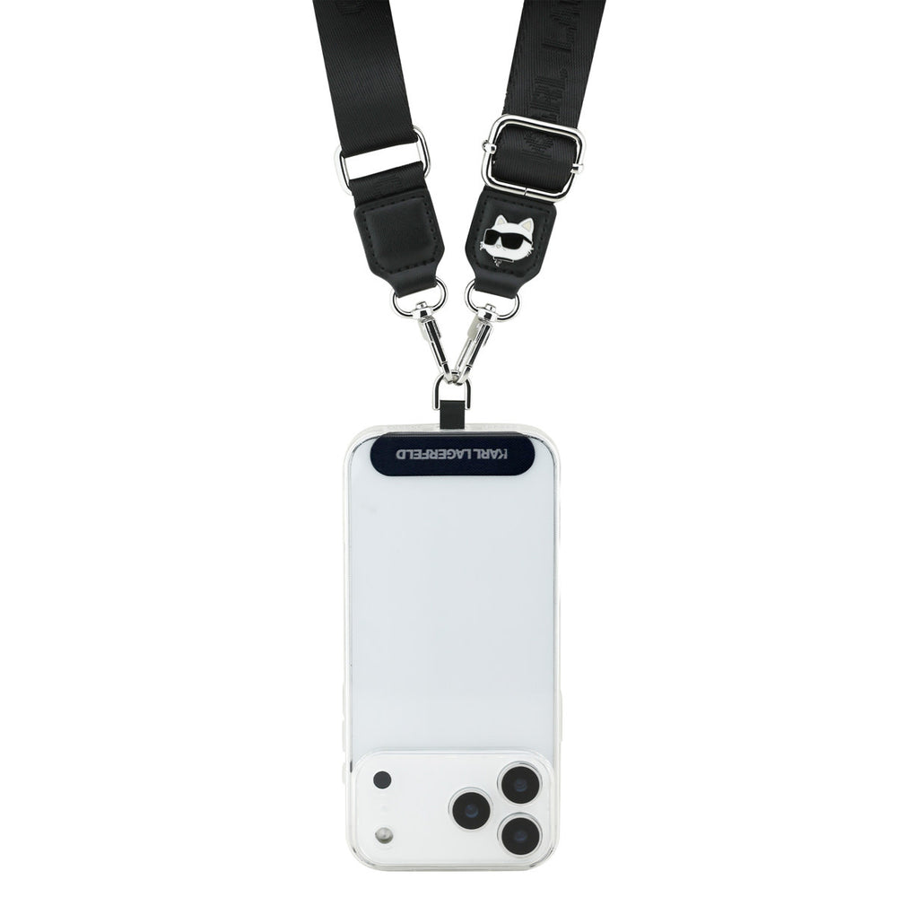 Karl Lagerfeld Universal Crossbody Strap - Choupette Patch - Zwart-Telefoonkoord-Ilumina Benelux