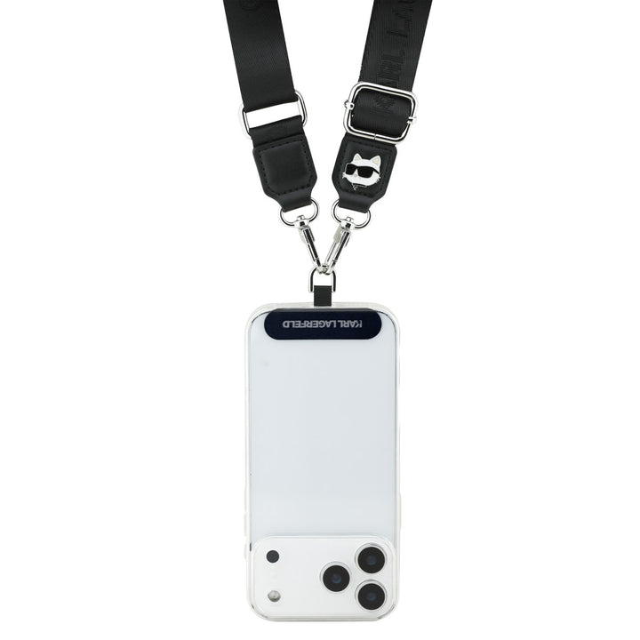 Karl Lagerfeld Universal Crossbody Strap - Choupette Patch - Zwart-Telefoonkoord-Ilumina Benelux