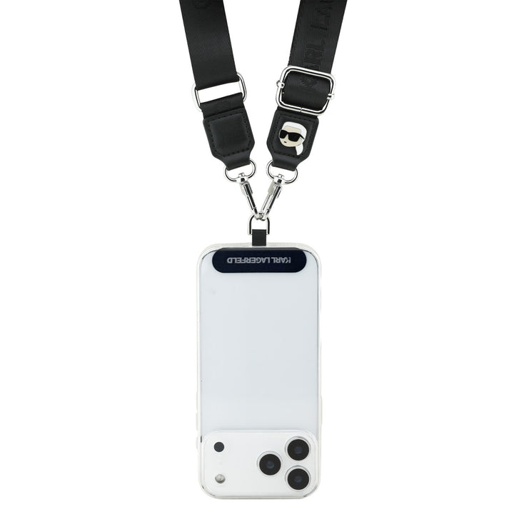 Karl Lagerfeld Universal Crossbody Strap - Karl Patch - Zwart-Telefoonkoord-Ilumina Benelux