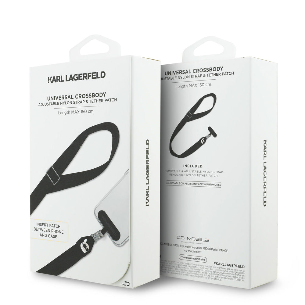 Karl Lagerfeld Universal Crossbody Strap - Karl Patch - Zwart-Telefoonkoord-Ilumina Benelux