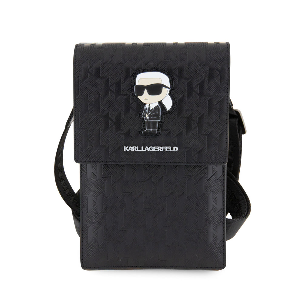 Karl Lagerfeld Universal phone pouch - Monogram - Ikonik - Zwart-Tablethoesjes-Ilumina Benelux