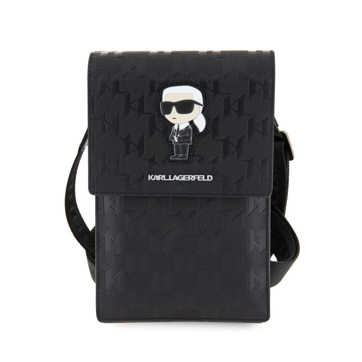 Karl Lagerfeld Universal phone pouch - Monogram - Ikonik - Zwart-Tablethoesjes-Ilumina Benelux