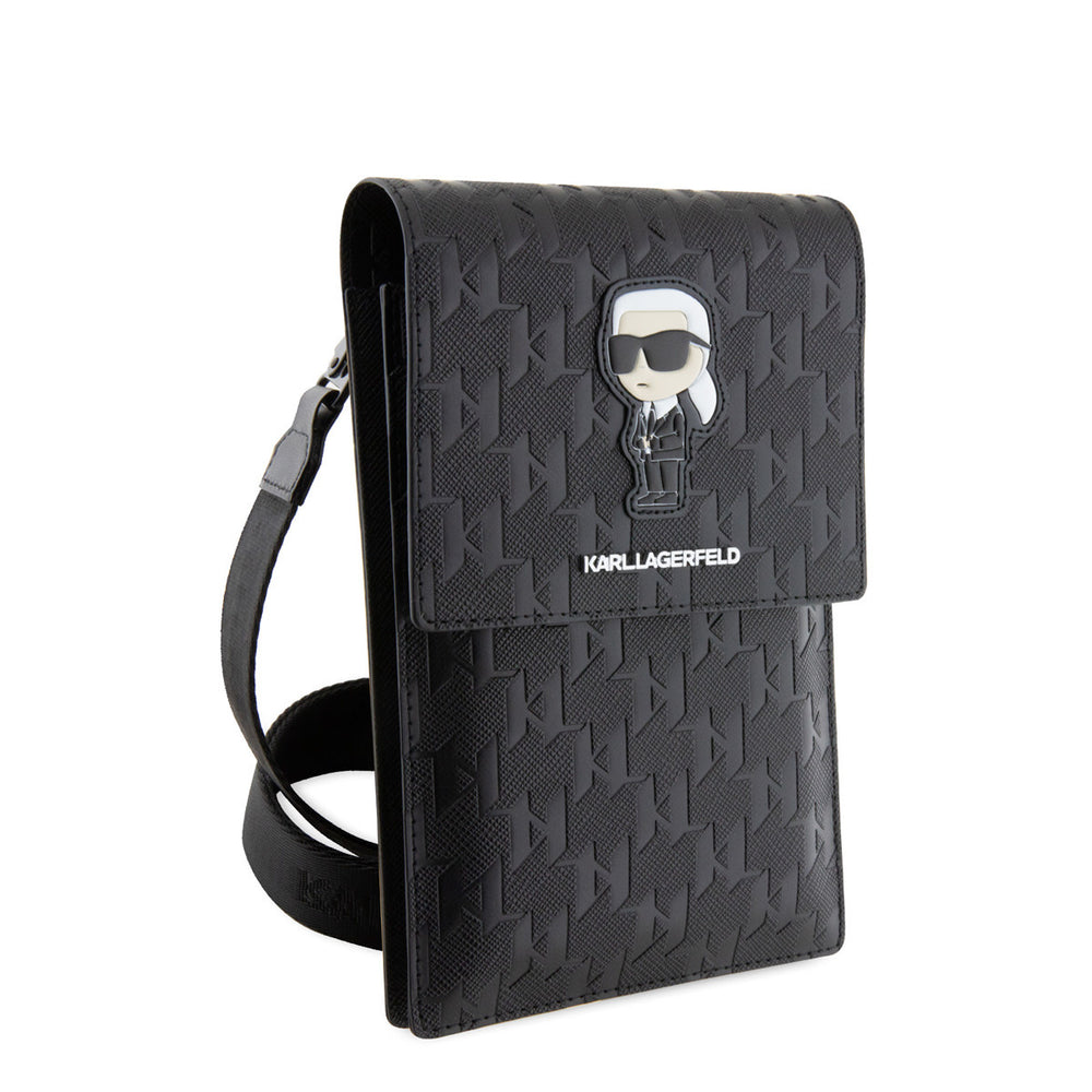 Karl Lagerfeld Universal phone pouch - Monogram - Ikonik - Zwart-Tablethoesjes-Ilumina Benelux