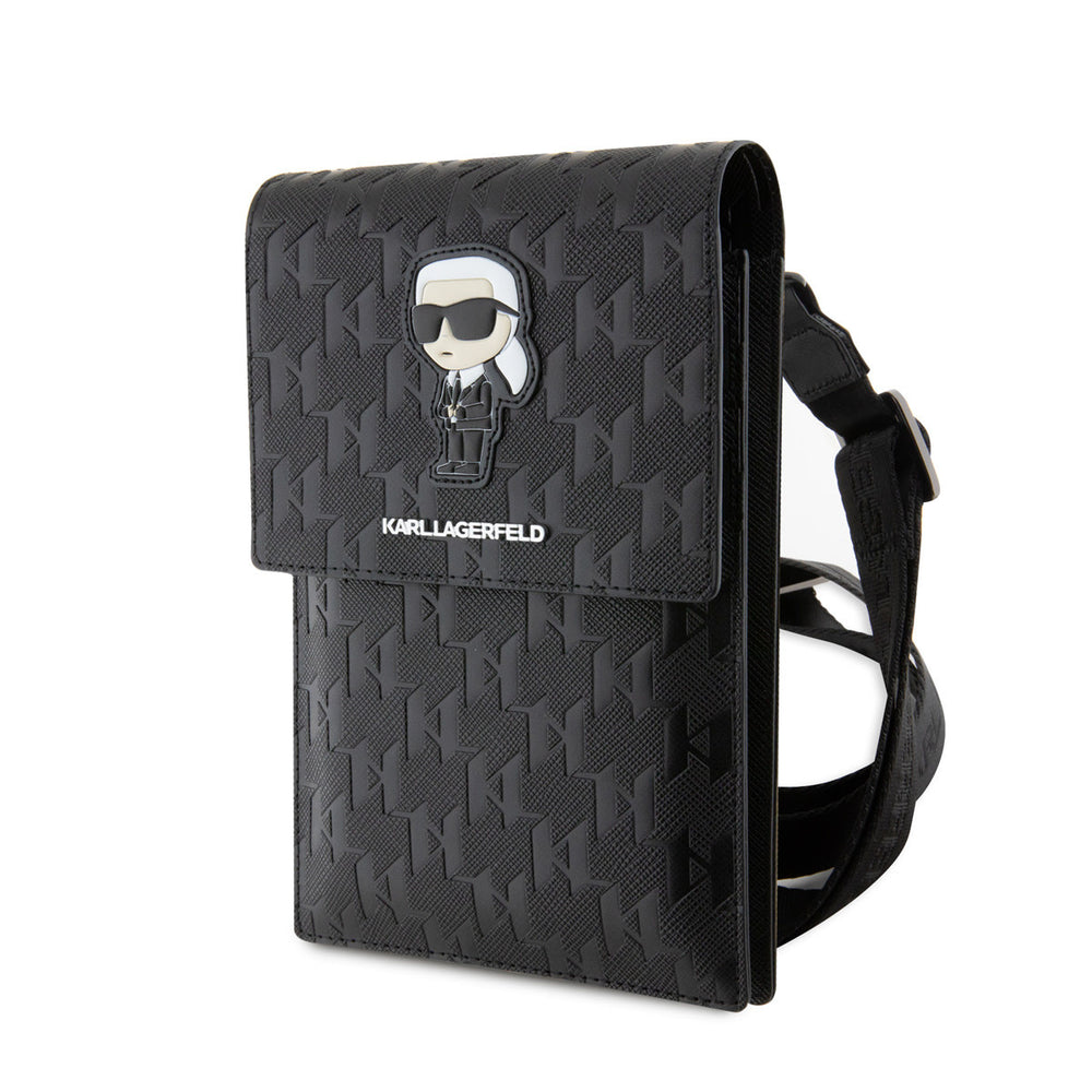 Karl Lagerfeld Universal phone pouch - Monogram - Ikonik - Zwart-Tablethoesjes-Ilumina Benelux