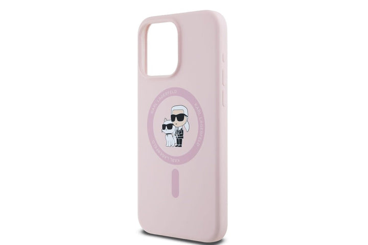 Karl Lagerfeld iPHone 14 Pro Backcover hoesje Magsafe - KC head Ring - Roze-Hoesjes-Ilumina Benelux